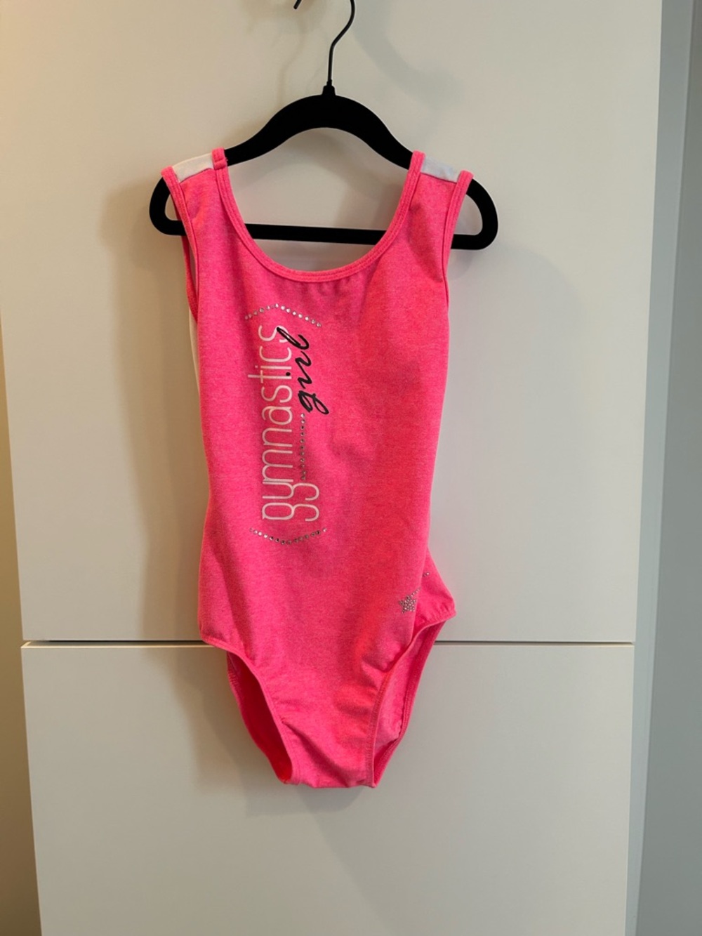 Destira Girls Hot Pink Gymnastics Leotard with Rhinestone Accent - Size M